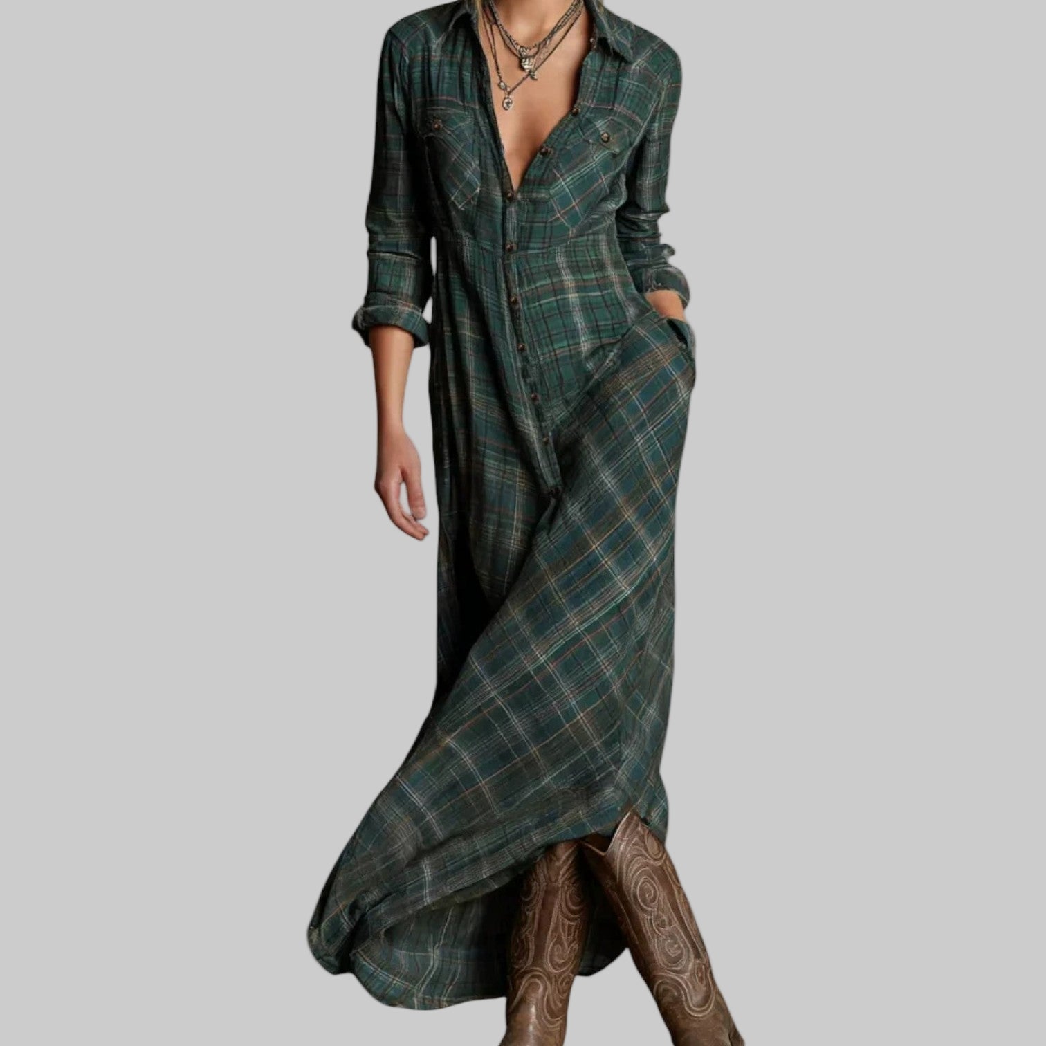 Manon™ | Robe Longue à Carreaux